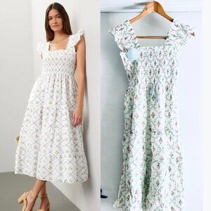 NWT Hill House The Ellie Nap Dress Pastel Trellis Size Medium